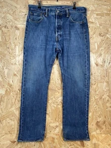 Levis 501 Jeans Blue Classic Straight Regular Denim - Men’s W34 L32 - Picture 1 of 14