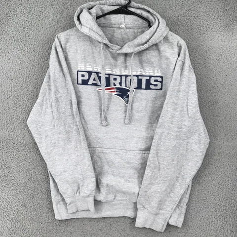 New England Patriots Sweater Adult Medium Gray NFL Pullover Hoodie 23761 Cover