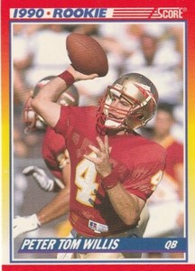 1990 NFL Trading Card Rookie Peter Tom Willis Drafted Chicago Bears Excellent Condition!!
