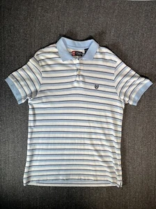 Chaps Poloshirt Herren Gr. Large Freizeit Navy/Hellblau Streifen Weiß Golf - Bild 1 von 9