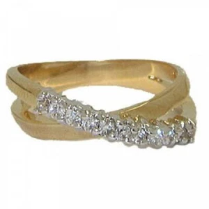 Anillo Cruz Criss Banda Oro Amarillo 18kt Piedra Swarovski Calidad Talla 6 O 10 Nuevo - Imagen 1 de 4