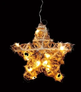 Christmas Star White And Gold Snow 30Cm - 15 Warm LED Lights + Batteries - Picture 1 of 1