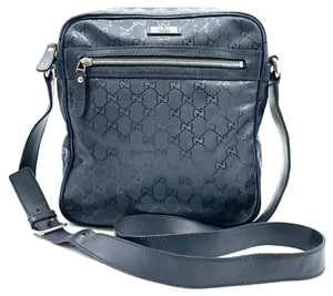 Auth Gucci GG Supreme PVC Leather Navy 201448.520981 Shoulder bag NS041604 - Picture 1 of 19