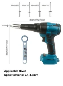 Cordless Electric Rivet Gun Rechargeable Automatic Nut Blind Tool With LED Light - Picture 1 of 25