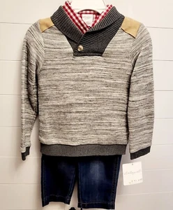 NWT Starting Out Boys Outfit Size 12 Months Sweater Collared Button Up & Pants - Picture 1 of 6