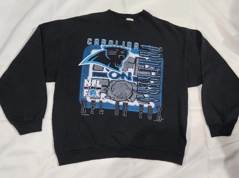 Vtg Carolina Panthers Sweater Black Adult L Nfl On Fox 1996 Nice! Cover