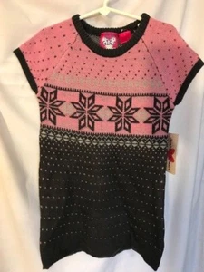 DEREK HEART GIRL - PINK GRAY SHORT SLEEVE SWEATER - L 6 - Picture 1 of 2