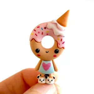 Kawaii Birthday Cake Topper Cute Cupcake Birthday Pink Party Doughnut charms - Picture 1 of 6