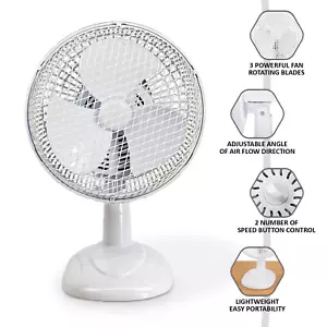 Ventilador de escritorio de refrigeración de 6" Ventilador de pie de pedestal oscilante fresco de 2 velocidades para oficina en casa - Imagen 1 de 5