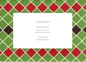 Red & Green Happy Holidays Holiday Argyle Plaid Photo Cards 4 x 6 - Set of 10 - Picture 1 of 3