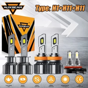 AUXBEAM H1+H11+H11 LED Headlight Hi/Low+Fog Bulbs For Ford Focus 2012-2017 2018 - Picture 1 of 12