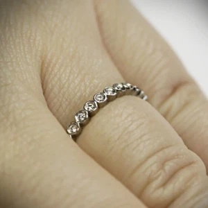 14K White Gold Band Diamond 0.65 Carat Certified Lab Grown Round Cut Wedding - Picture 1 of 10