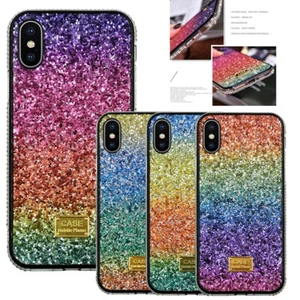Diamond Rainbow Bling Glitter Back Phone Cover Case for iPhone Samsung Huawei - Picture 1 of 13