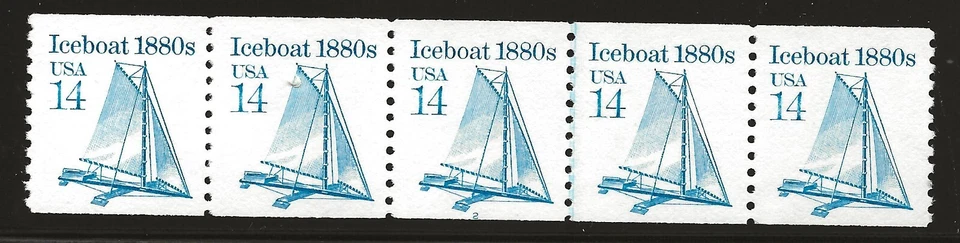 US Scott #2134, Plate #2 Coil 1985 Iceboat 14c VF MNH - Image 1 of 1
