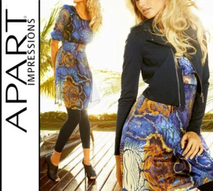 NEU CHIFFON KLEID SIXTIES RETRO EDELSTYLE SMOK-EINSÄTZE GR 38 APART azur *506810 - Bild 1 von 7