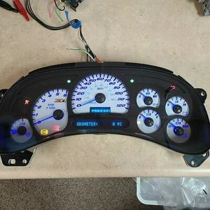 03-06 handcrafted sm orange Z71 LOGO TAHOE WHITE SS COMPLETE BLUE LED CLUSTER - Picture 1 of 2