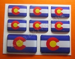 8 pegatinas 3D con cúpula de resina bandera de Colorado - calcomanía adhesiva vinilo de EE. UU. - Imagen 1 de 1
