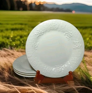 4 Gibson Designs Four Seasons Dinner Plate Embossed Grapes Floral Leaves 10.5" - Picture 1 of 7