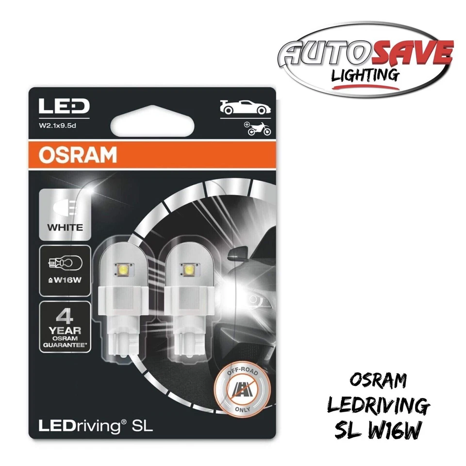 Light Bulb Pair LED 921 12V W16W 6000K Cool White Long Life - Osram 921DWP-02B