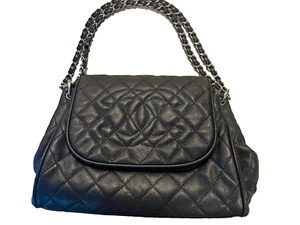 Chanel Quilted Caviar Timeless Accordion Flap Handbag black Purse Vintage bag - Picture 1 of 15