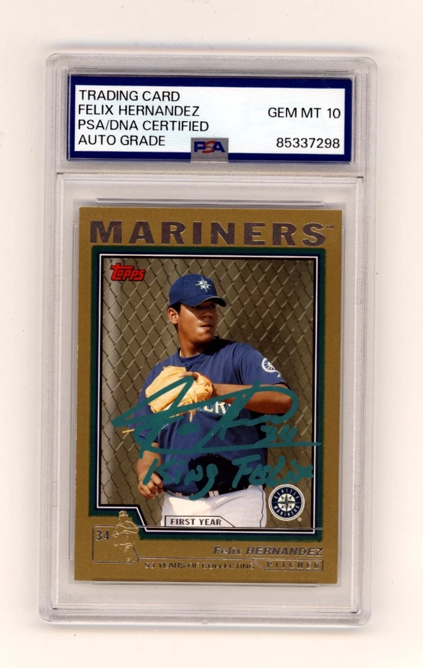 Felix Hernandez 2004 Topps Traded Gold T144 #/2004 Signed RC w/ King PSA 10 Auto - Image 1 of 1