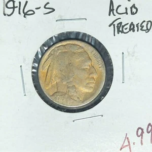 1916-S BÜFFELNICKEL ~ SÄUREBEHANDELT ~ SCHÖNE MÜNZE ~ REF # D/D - Bild 1 von 2