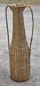 Tall VTG Wicker Woven Vase Flower Basket MCM Boho Home Decor 37" - Picture 1 of 3