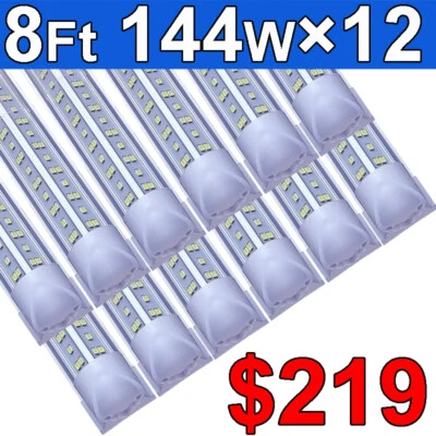 12/25 Pack T8 8 FT Led Shop Light Fixture 144W 8 Foot Led Tube Light Bulbs 6500K - Image 1 of 4