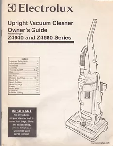 Electrolux Upright Vacuum Cleaner Qwner's Guide Manual Z4640 and Z4680 book - Picture 1 of 2