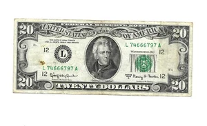 1963-A-$20. DOLLAR NOTE FROM SAN FRANCISCO, NUMBER (74666797) GREAT BILL. - Picture 1 of 2