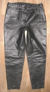 Damen- LEDERJEANS / Lederhose in schwarz aus Glattleder in ca. Gr. 44 - Bild 1 von 4