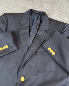 Brooks Brothers Blazer Boys 18 Loro Piana Wool Navy Blue Gold Button Sports Coat - Picture 1 of 10