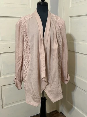 Chico’s Women’s Size 4 Jacket (US XXL) Lace Francesca Blush Pink Cardigan - Image 1 of 4