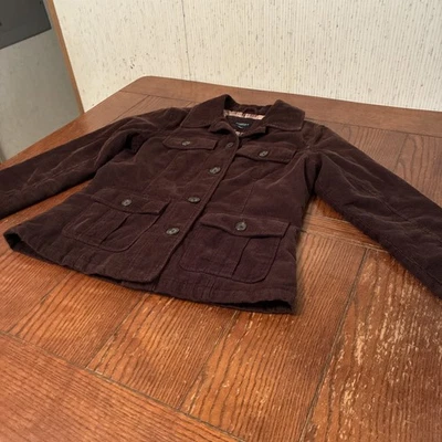 Chaqueta de pana Sonoma Life+Style para mujer pequeña marrón causal Preppy Academia Foto 1 de 4