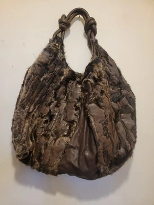 Bolso Hobo Donna Karan Mujer Vintage Cuero Plisado Costura a Mano Marrón Chocolate Foto 1 de 4