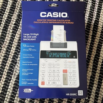 Casio (HR-300RC) 12-Digit VA LCD w/ Backlight Printing Calculator White - Image 1 of 4