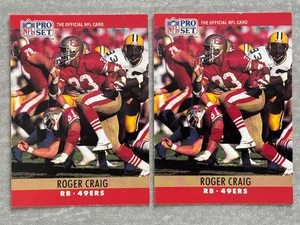 (2) 1990 Pro Set ROGER CRAIG "Blood Stain" Error & Corrected Football Cards #287 - Picture 1 of 3