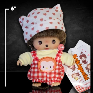 Sekiguchi Monchhichi als Bebichhichi im Overall Collab. 6 Zoll Affe Plüsch - Neu mit Etikett - Bild 1 von 4