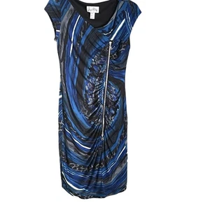 Joseph Ribkoff Damen Flügelärmel Kleid Größe 6 Reißverschlussdetail Raffung Y2K - Bild 1 von 6