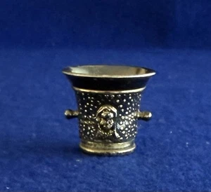 1970s Miniature gold-toned handled Lion Head Champagne Bucket 1.25"H - England - Picture 1 of 9