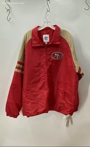 NWT GIII Men's NFL Red Gold 49ers Striped Sleeve Lightweight Jacket - Size XL - Picture 1 of 7