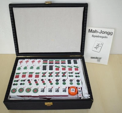 edles Mah-Jongg Spiel im Koffer schöne Steine mit Spielregeln v. Weible - Bild 1 von 4