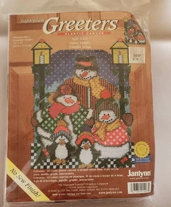 Janlynn Sugarplum Greeters Plastic Canvas Kit Snow Family New Sealed 2000 VTG - Picture 1 of 11