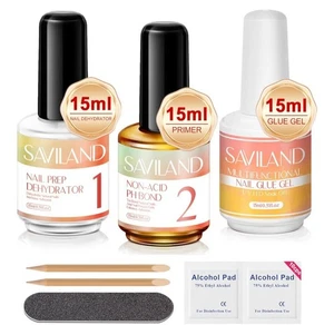 Nail Dehydrator and Primer Nail Glue Gel: Nail Prep Kit Super Strong 6 in 1... - Picture 1 of 6