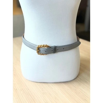 Carlisle Vintage Genuine Dove Gray Snakeskin Leather Belt Gold Buckle 16824 - Image 1 of 4