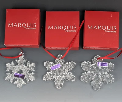 NEW Marquis by Waterford German Christmas Snowflake Ornaments Set of 3 in Boxes - Image 1 of 4