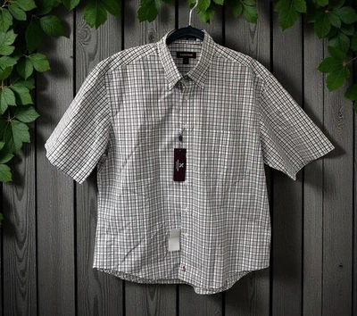 Camisa masculina xadrez manga curta xadrez nova com etiquetas Nordstrom Smart Care botão L - Imagem 1 de 4