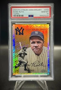 2023 TOPPS PLATINUM ANNTOPPS REFRACTOR BABE RUTH #312 /499 PSA 10 / PoP 6 - Picture 1 of 4