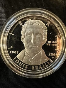 2009 Louis Braille Proof Silver Dollar US Mint Commemorative Coin - Picture 1 of 8