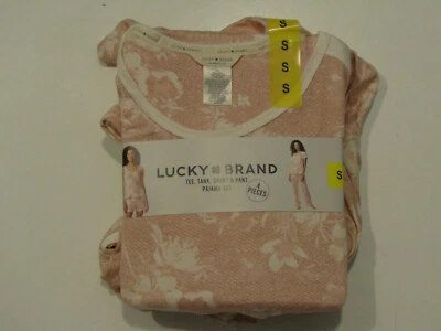 Lucky Brand Womens Pajamas Set 4 Piece Pink Floral Night Sleepwear Sz Small NWT - Image 1 of 2